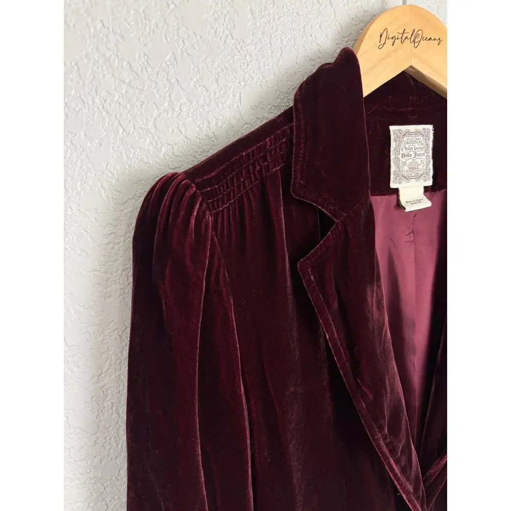 Ralph Lauren Vintage Velvet Blazer Whimsygoth Dark Academia Silk Victorian S - Picture 4 of 11